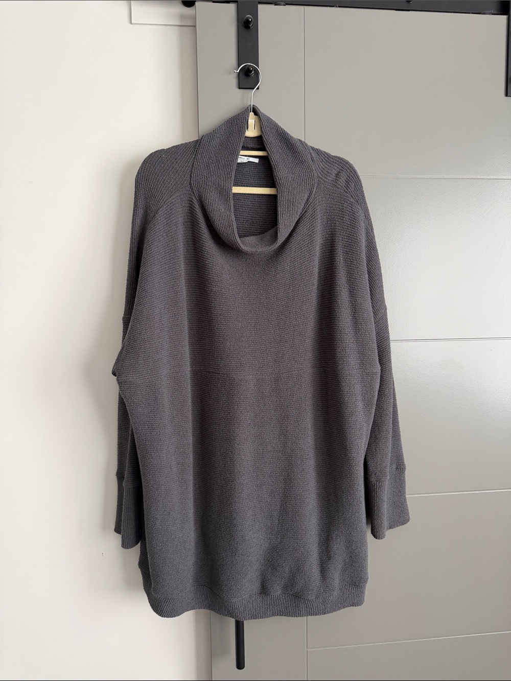Ottoman style Cowl Neck Sweater Tunic - Charcoal